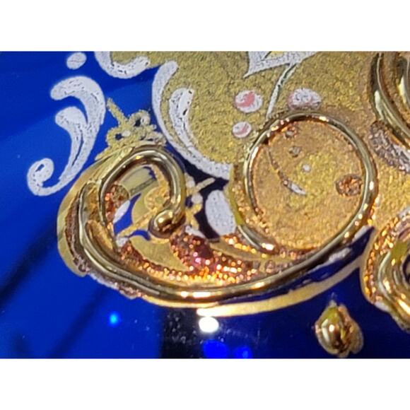 8 Piece Blue Red Gold Enamel Floral Embellished Brandy Snifters Cordial Glasses - Picture 11 of 12